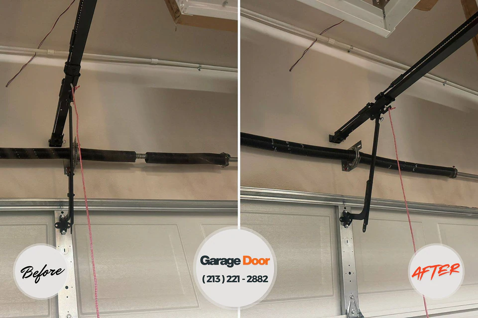 Before and after: garage door repair Chelsea, OK
